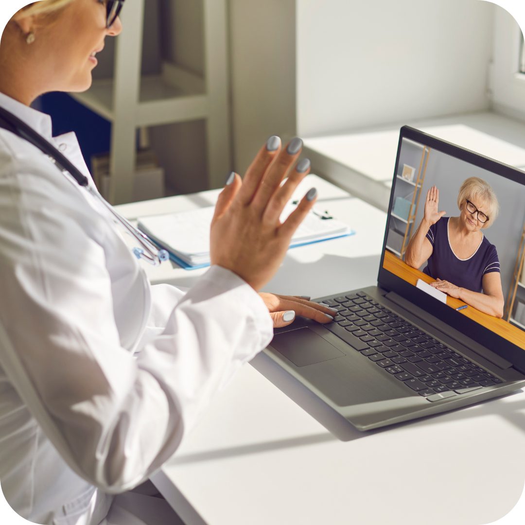 Healthcare consultation between pharmacist and patient in a modern setting